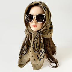Cashew Flower Silk Scarf Square Handkerchief High-End Paisley Large Scarf