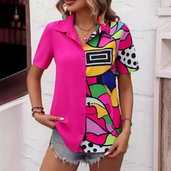 Womens Fashionable Casual Short-sleeve Asymmetrical Top