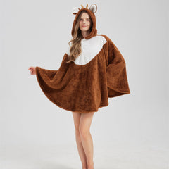 Animal-themed Lazy Cape Hooded Plush Cloak