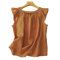 Womens Slimming Chic Cotton-Linen Short TopLittle Shirt