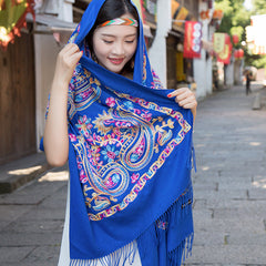 Embroidered Ethnic-Style Great Wall Cashew-Pattern Embroidery Cashmere Scarf