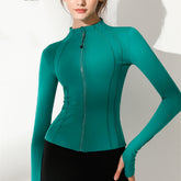 Slimming Zipper Long Sleeve Stand Collar Cardigan Top
