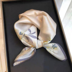 Beige Silk Square Scarf For Womenversatile And Easy To Style