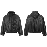 American Retro Vibe Heavy Industry Hooded Leather Coat