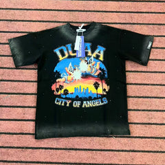 DUAA City Of Angels Vintage Angel Graphic Oversized T‑Shirt