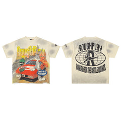 Roughplay Vintage Bugs Bunny Sports Car Oversized T‑Shirt