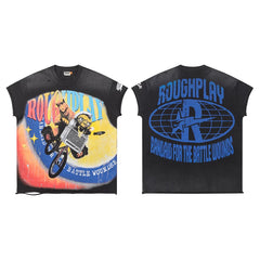 Roughplay Alien Bicycle Vintage Oversized T‑Shirt