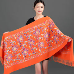 Thickened Tibetan-Nepalese Embroidered Cashmere-Style Scarf For Winter