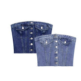 Womens Stylish Denim Tube Top