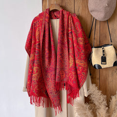Thickened Warm Tasseled Cloak Womens Neck Warmer