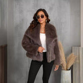 Large Lapel Fluffy Plush Artificial Fur Short