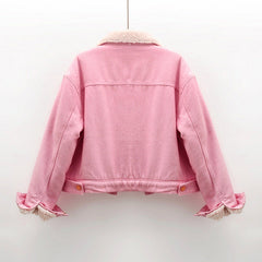Lamb Wool Fleece-lined Thickening Denim Jacket
