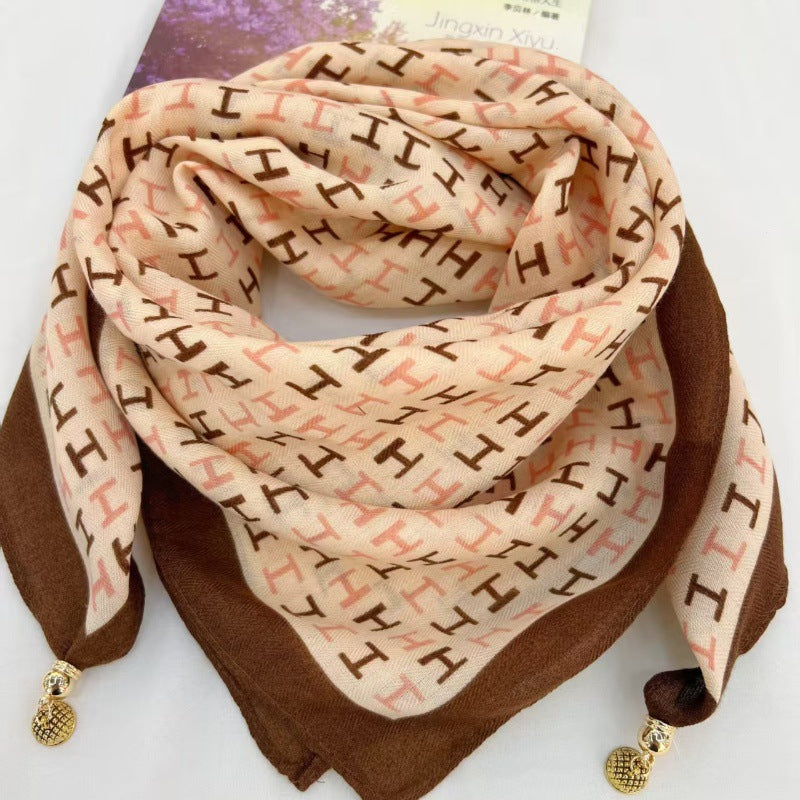 Thermal Square Scarf With Magnetic Clasp Triangular Silk Scarf Cotton Neck Warmer For Women