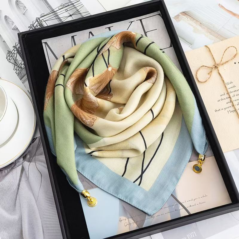 Thermal Square Scarf With Magnetic Clasp Triangular Silk Scarf Cotton Neck Warmer For Women