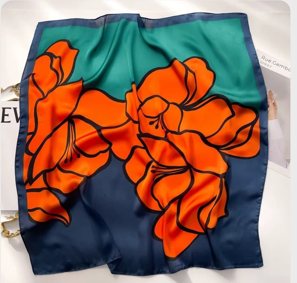 Womens Lightweight Spring Summer Silk Scarf Sun-protective Neck Gaiter And Hair Tie