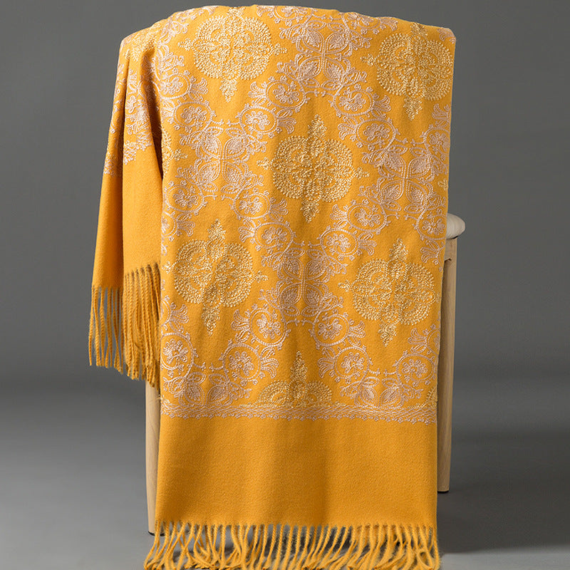 Crown-embroidered Scarf A Versatile Winter And Springfall Accessory In Korean Style