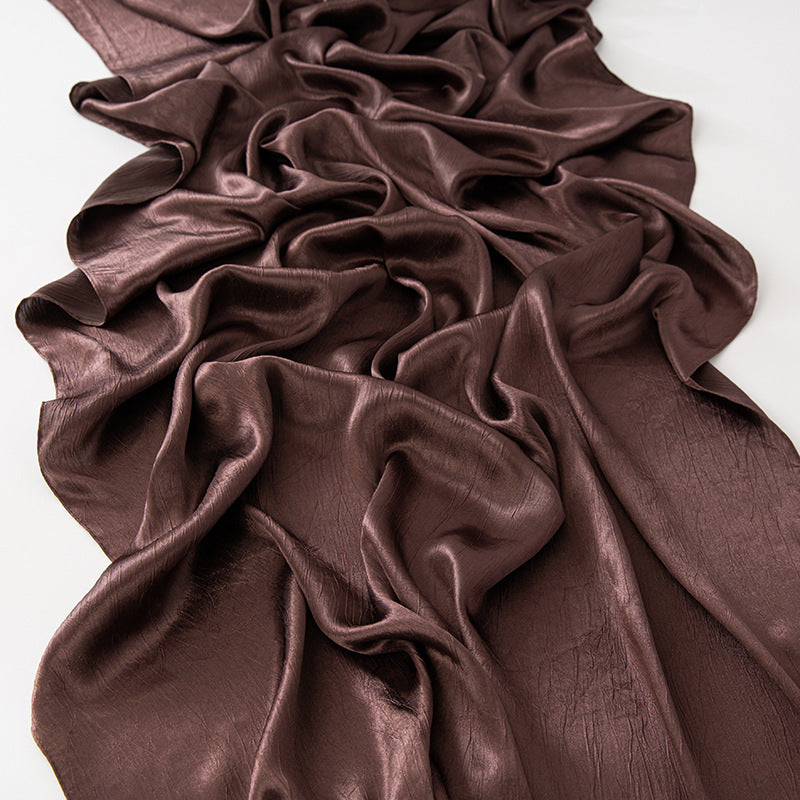New Style Crinkled Satin Scarf With A Silky Smooth Feel, Perfect As A Headscarf Or Shawl
