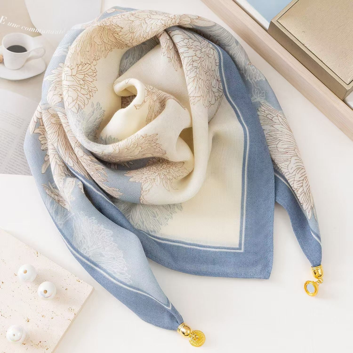 Thermal Square Scarf With Magnetic Clasp Triangular Silk Scarf Cotton Neck Warmer For Women
