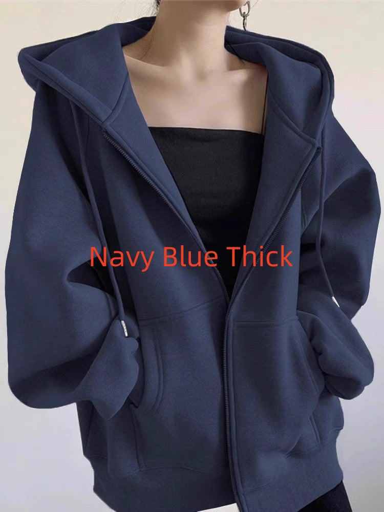 Maillard Vintage Zipper Hooded Sweater For Women Spring And Autumn
