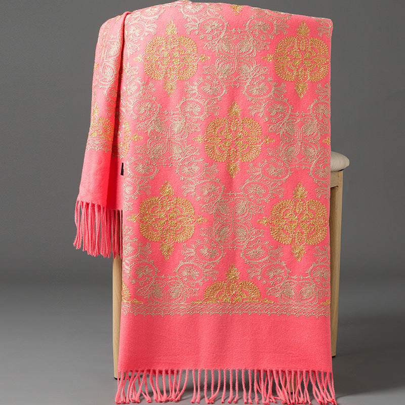 Crown-embroidered Scarf A Versatile Winter And Springfall Accessory In Korean Style