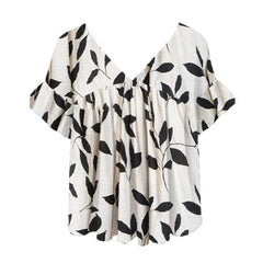 Womens Crew-neck Short-sleeve Floral-print Top