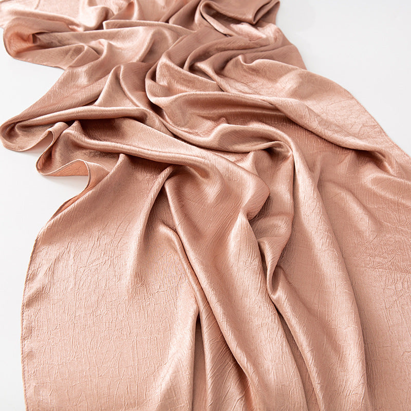 New Style Crinkled Satin Scarf With A Silky Smooth Feel, Perfect As A Headscarf Or Shawl