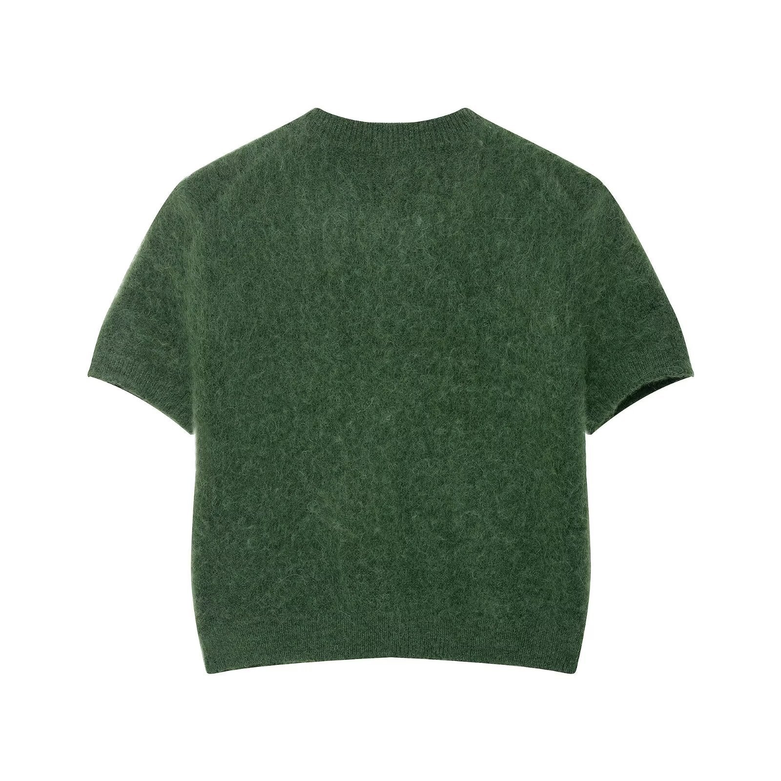 Womens Stylish Crew-neck Short-sleeve Knit Top