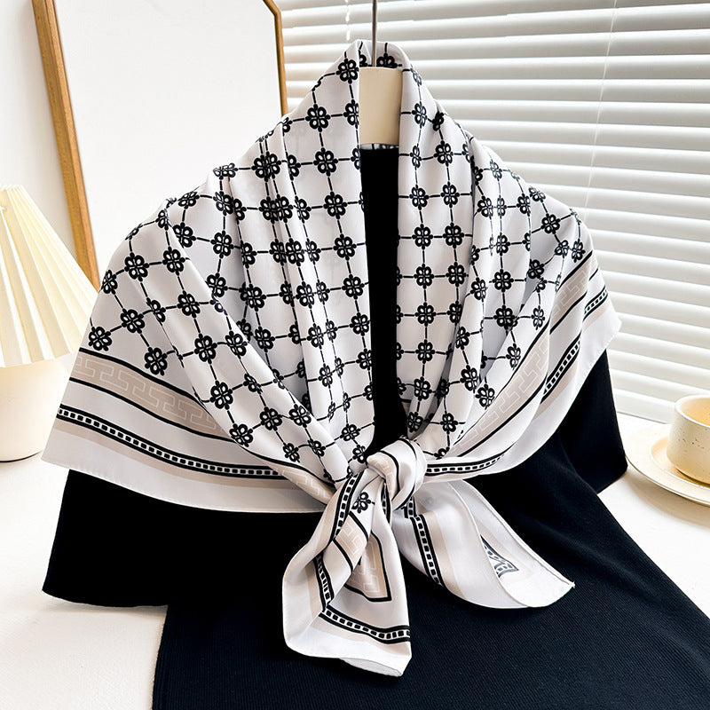 Womens Floral Color-Block Sun-Protective ShawlHijab