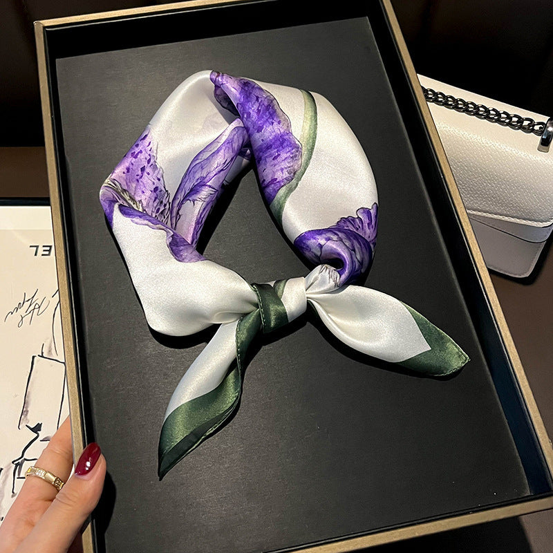 Beige Silk Square Scarf For Womenversatile And Easy To Style
