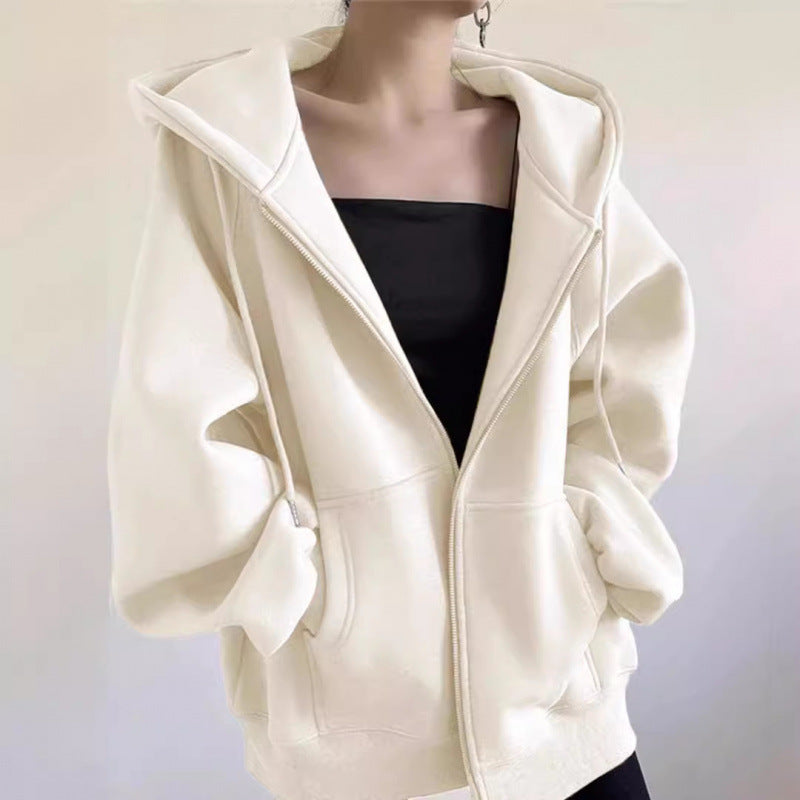 Maillard Vintage Zipper Hooded Sweater For Women Spring And Autumn