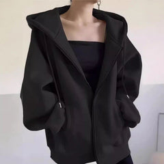 Maillard Vintage Zipper Hooded Sweater For Women Spring And Autumn