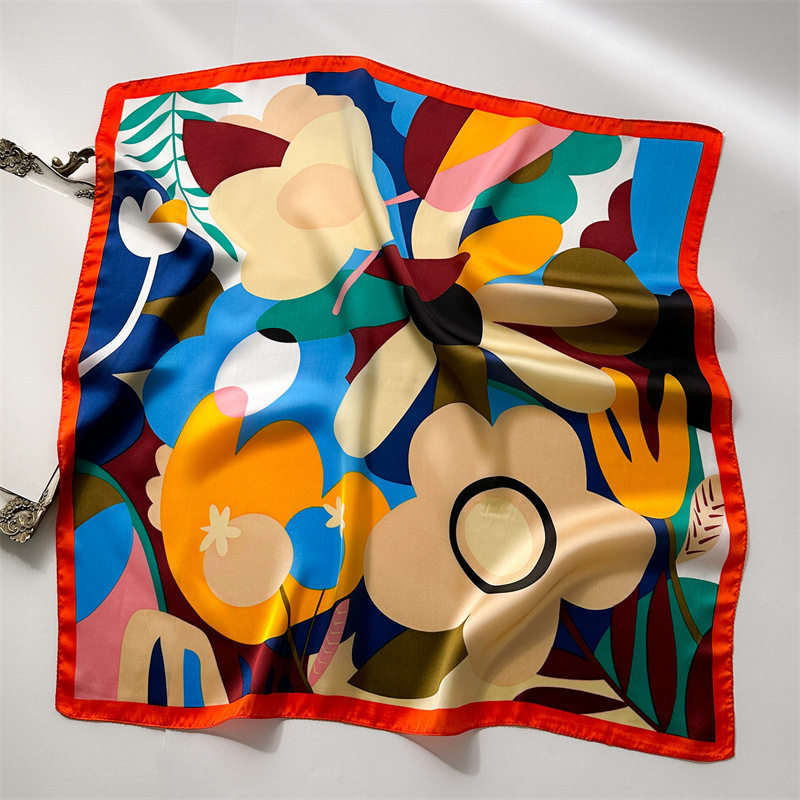 New Dopamine-print Silk Scarf For Women