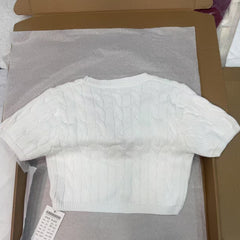 Womens Knitted Short-sleeve Cardigan Top
