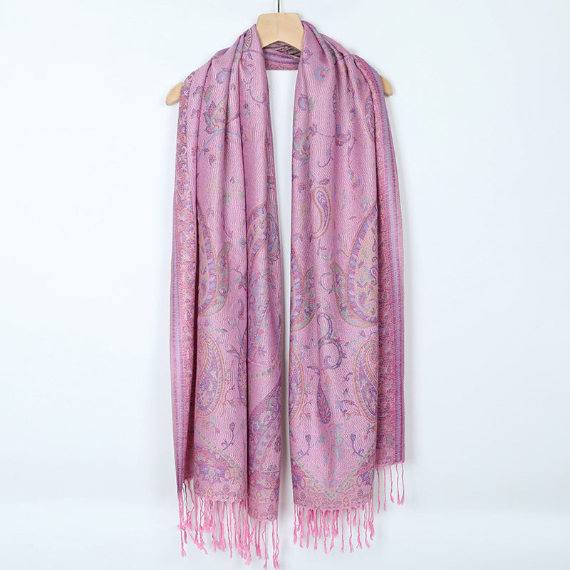 Women's Retro Cloak-style Scarf With Tassels Dual-use Outerwear