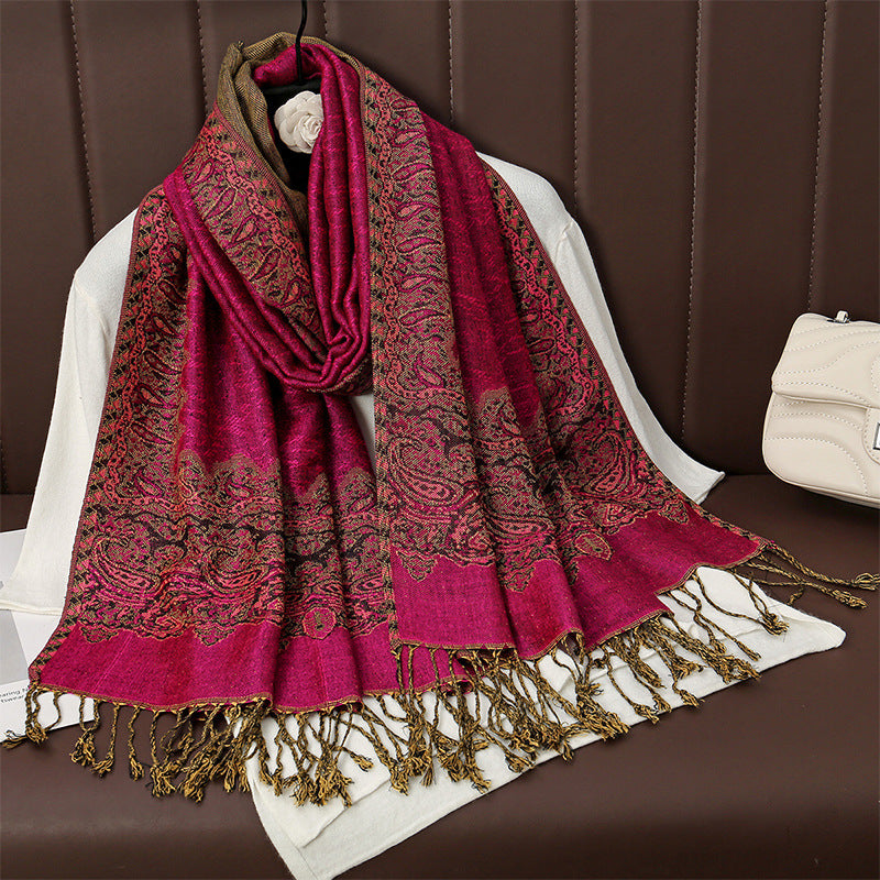 Womens AutumnWinter Faux Cashmere Shawl Cozy Wrap Scarf For Warmth