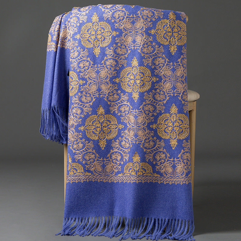 Ethnic-style Faux Cashmere Embroidered Shawl Scarf