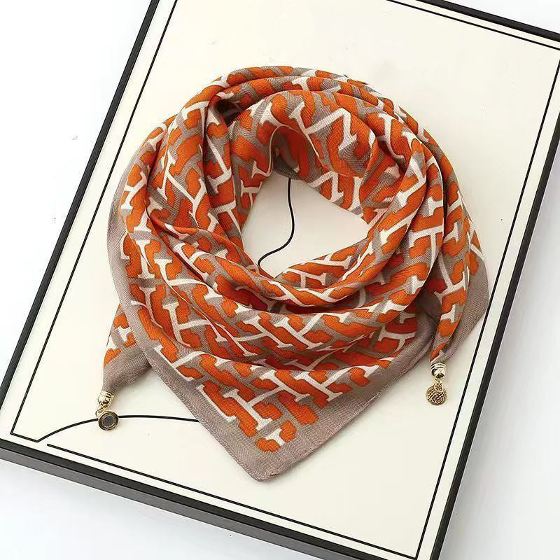 Thermal Square Scarf With Magnetic Clasp Triangular Silk Scarf Cotton Neck Warmer For Women