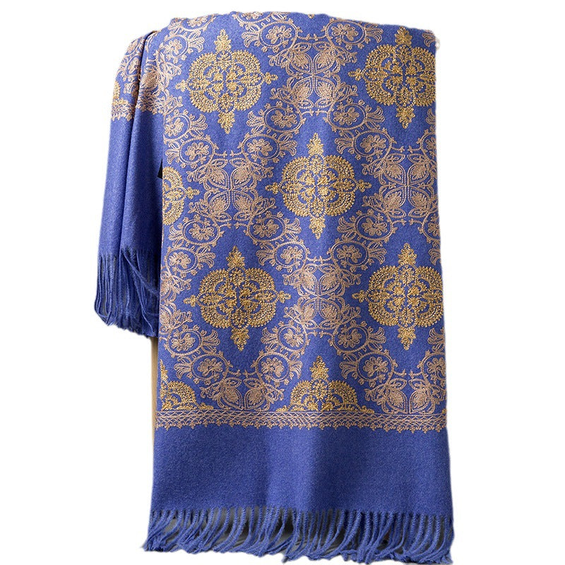 Ethnic-style Faux Cashmere Embroidered Shawl Scarf