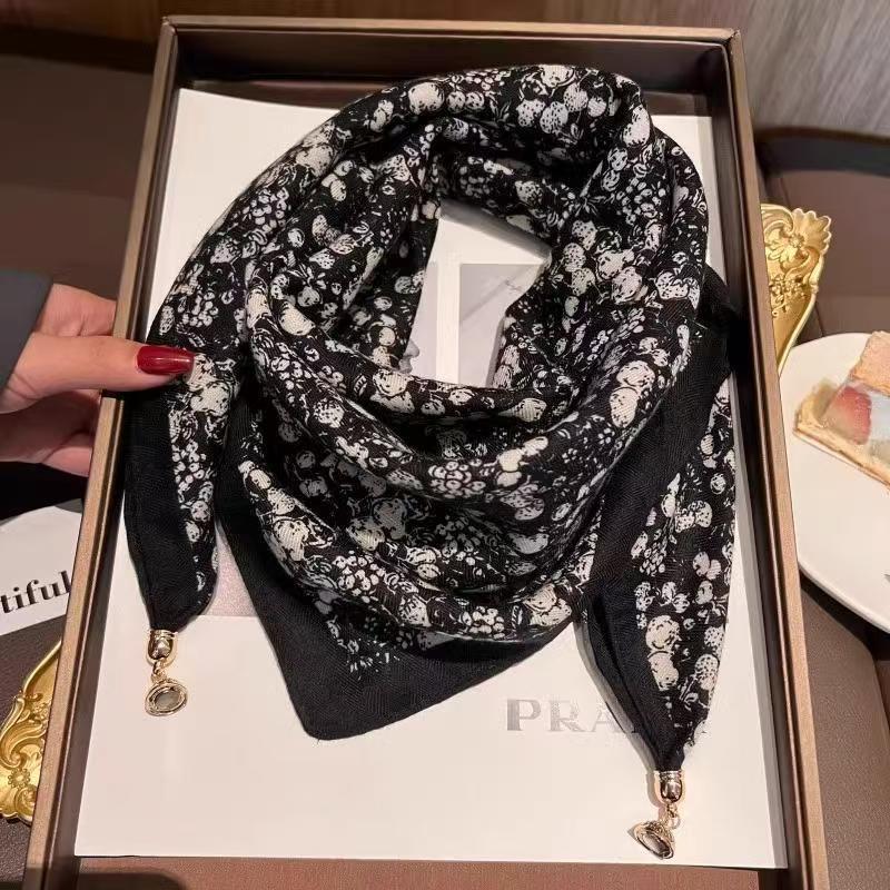 Thermal Square Scarf With Magnetic Clasp Triangular Silk Scarf Cotton Neck Warmer For Women