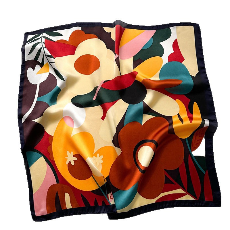 New Dopamine-print Silk Scarf For Women