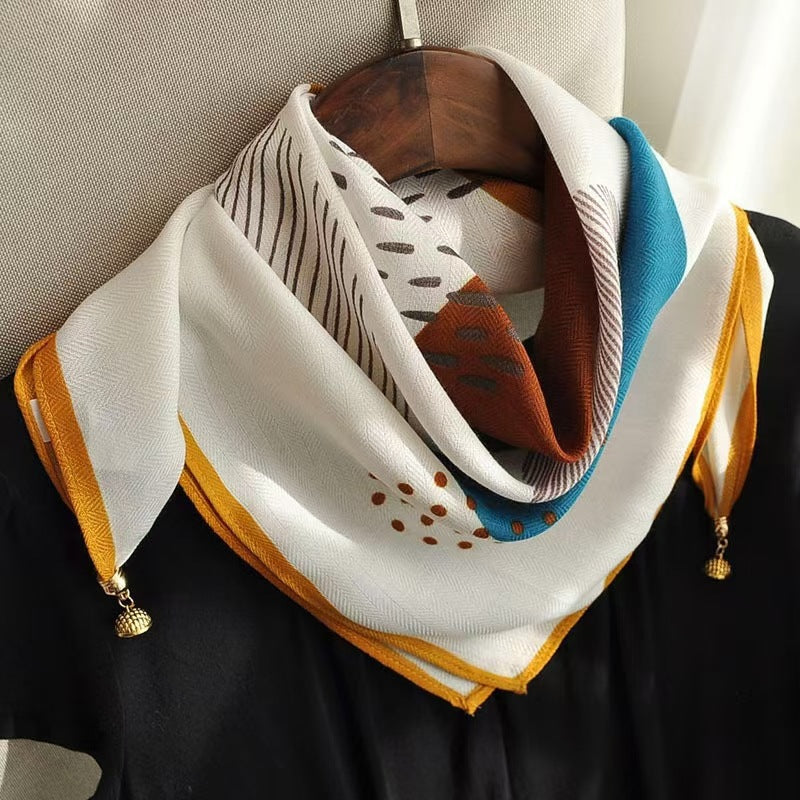 Thermal Square Scarf With Magnetic Clasp Triangular Silk Scarf Cotton Neck Warmer For Women