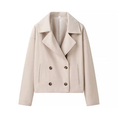 Fashion Casual Plus Size Lapel Double Breasted Woolen Coat Top