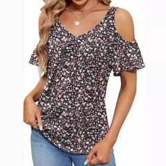 Women's Off-shoulder Printed Short-sleeve Loose Top
