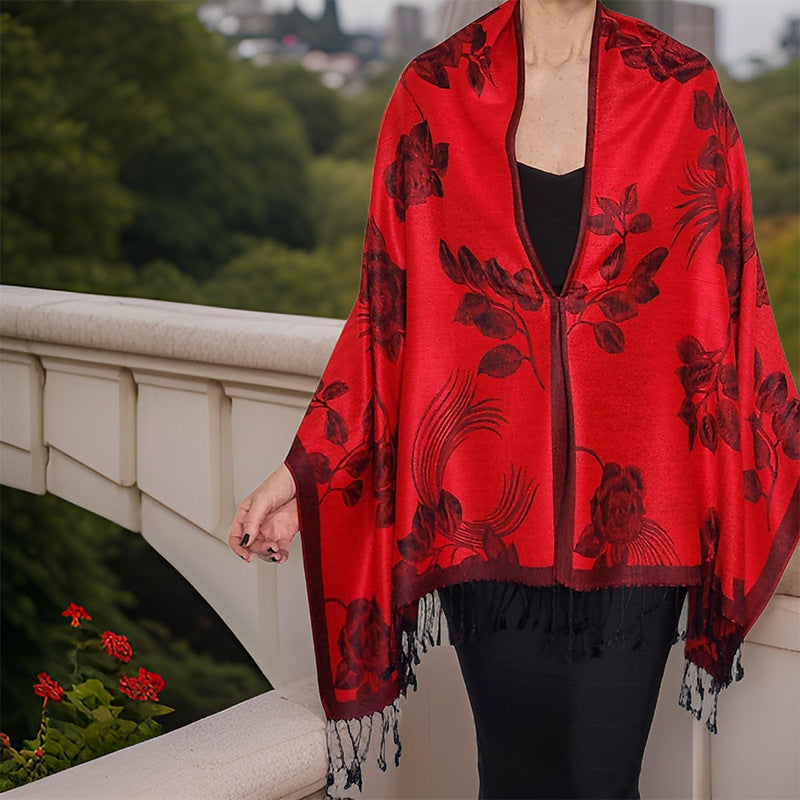 Womens AutumnWinter Faux Cashmere Shawl Cozy Wrap Scarf For Warmth