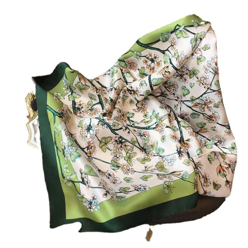 Womens Lightweight Spring Summer Silk Scarf Sun-protective Neck Gaiter And Hair Tie