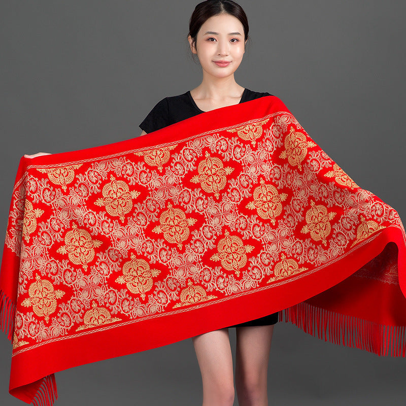 Crown-embroidered Scarf A Versatile Winter And Springfall Accessory In Korean Style
