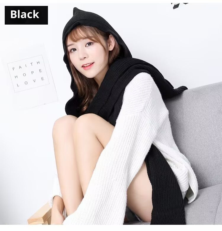 Versatile Solid-color Knitted Wool Scarf Stylish And Warm Neck Warmer