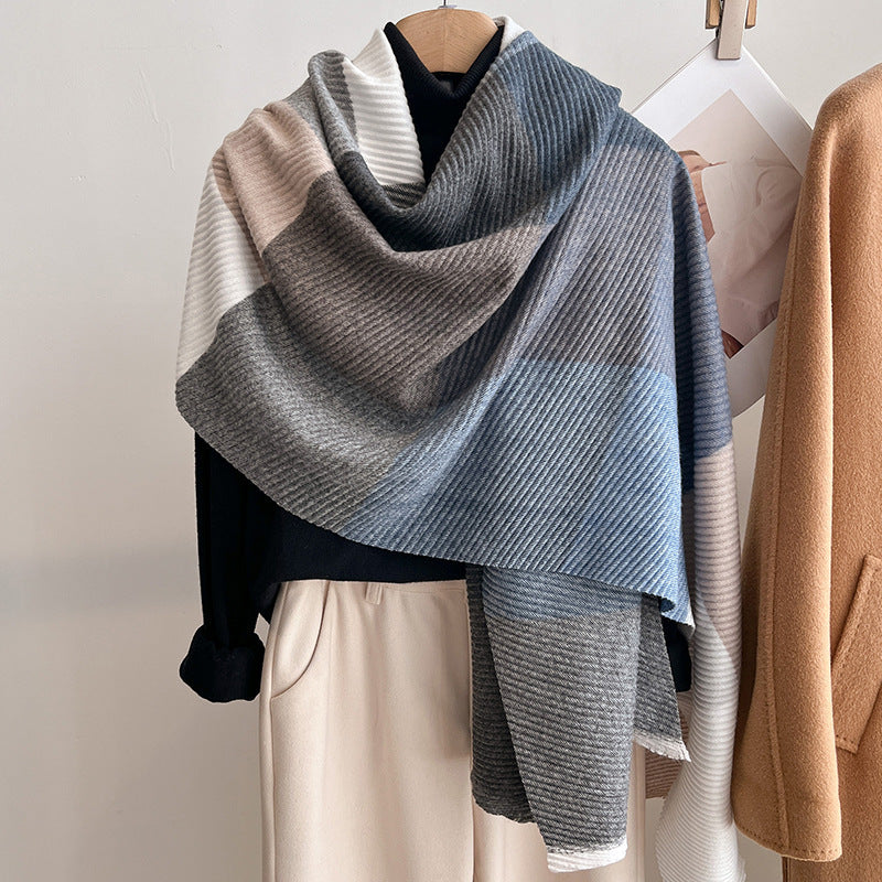 Womens Multicolor Crinkled Cashmere All-Match Shawl