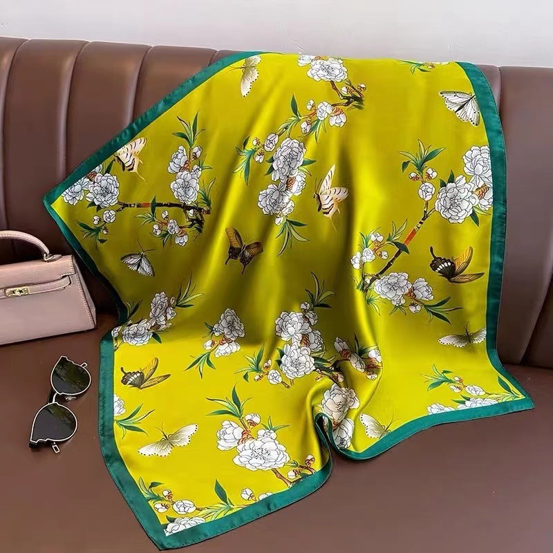 Womens Lightweight Spring Summer Silk Scarf Sun-protective Neck Gaiter And Hair Tie