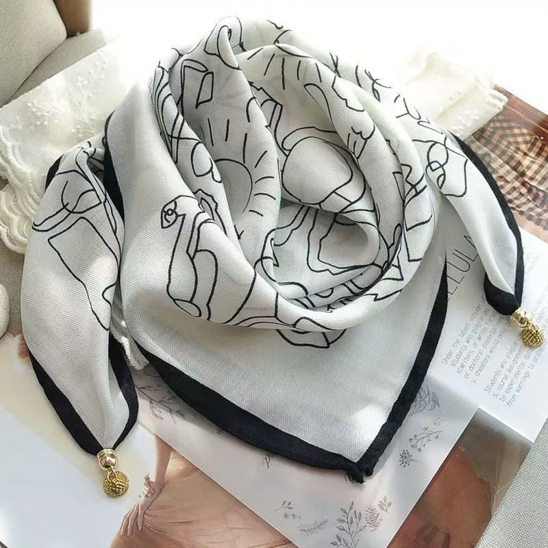 Thermal Square Scarf With Magnetic Clasp Triangular Silk Scarf Cotton Neck Warmer For Women
